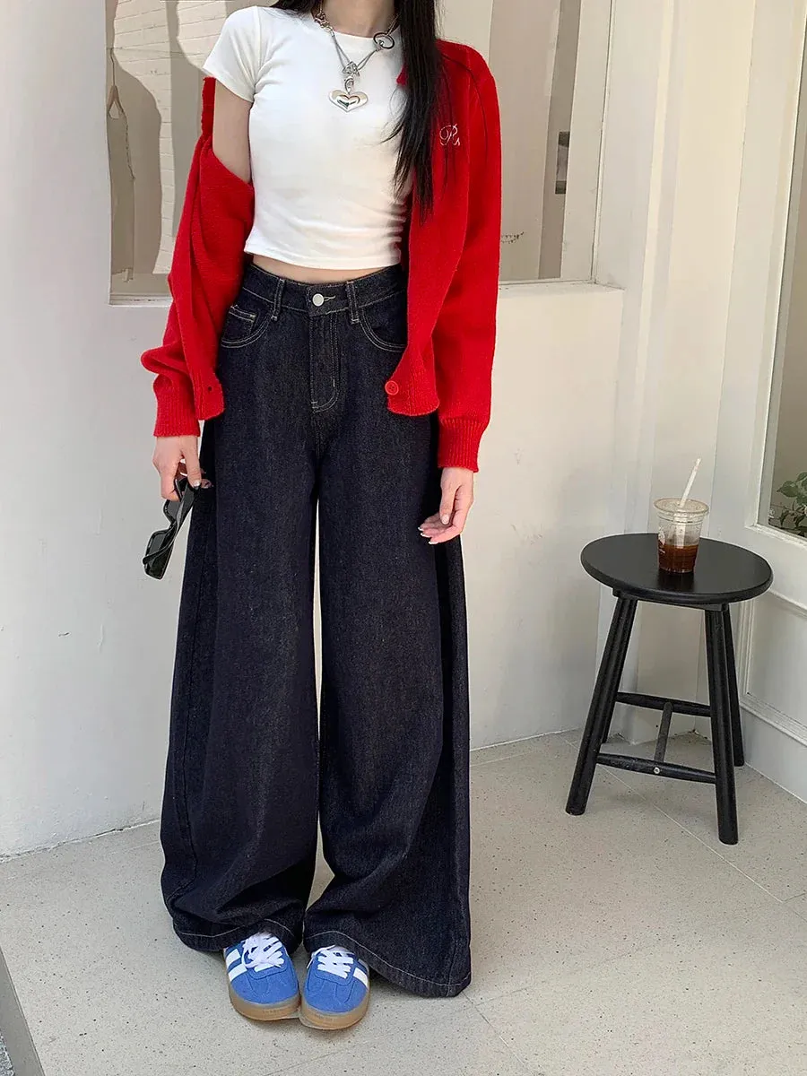 New Fashion Wide Leg Woman Oversized Denim Streetwear Full Length Jeans