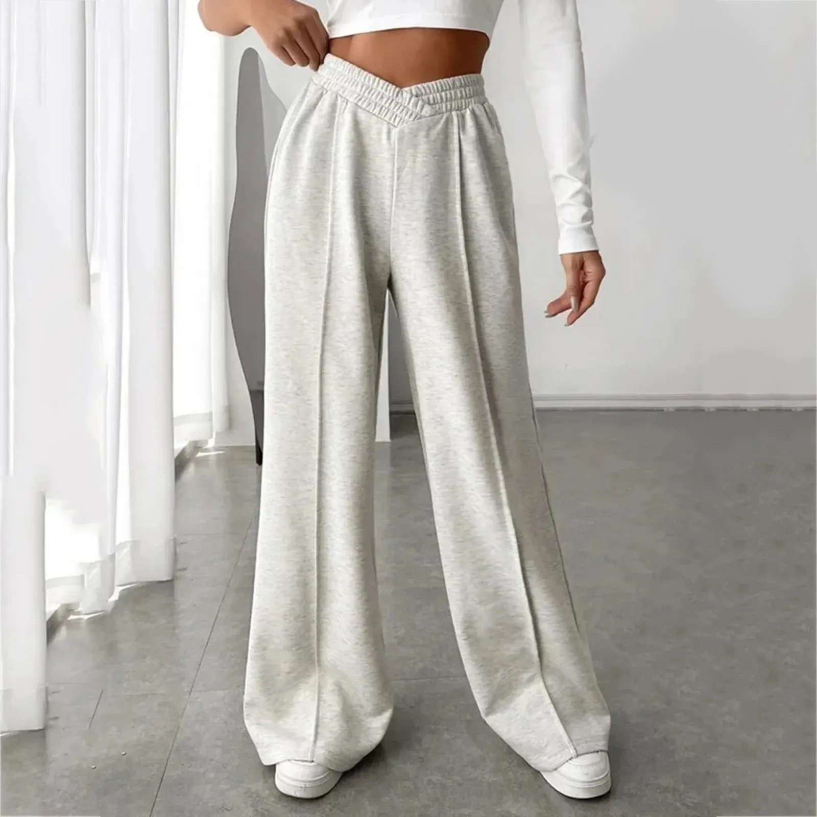 New Irregular High Wide Oversized Baggy Trousers Gray Pants