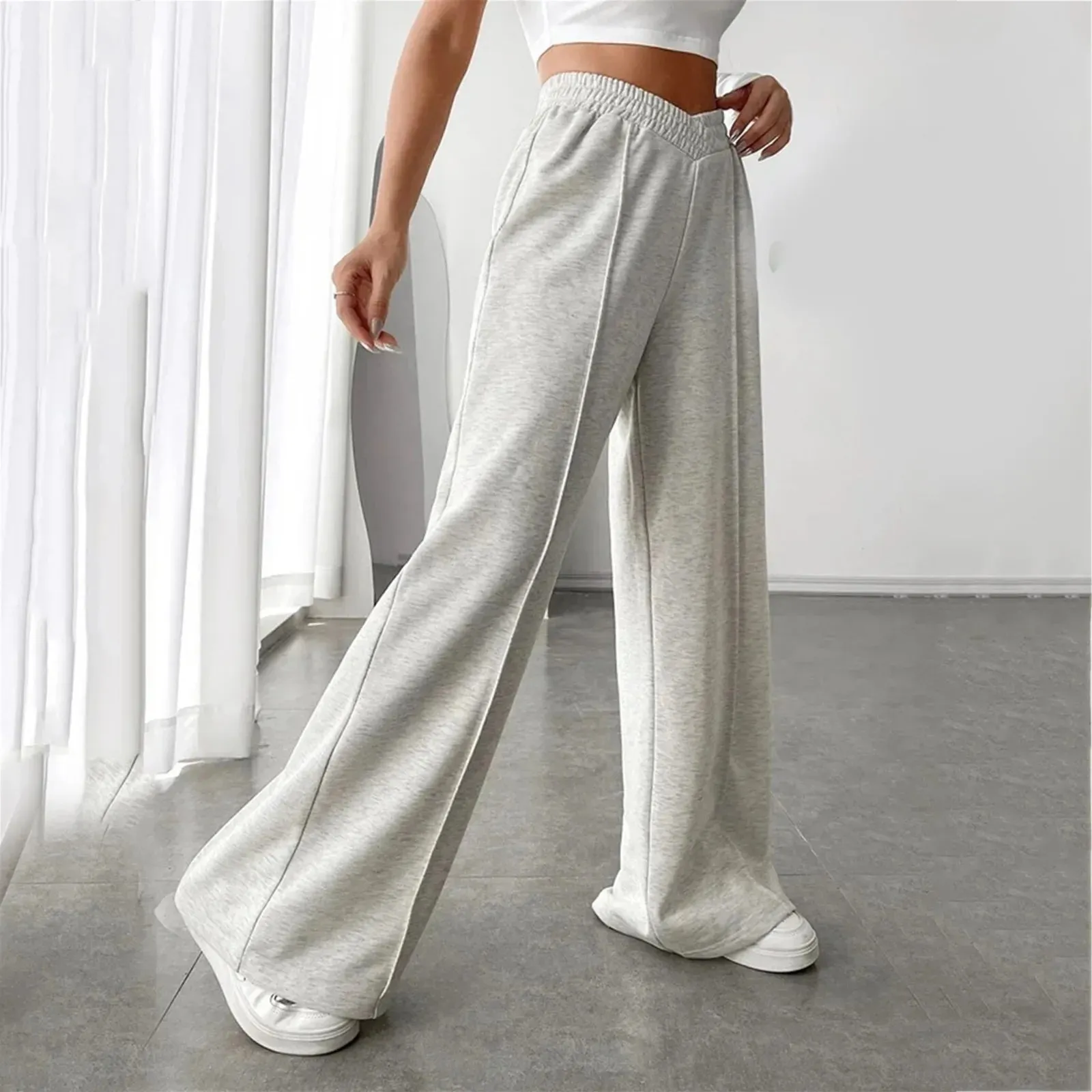 New Irregular High Wide Oversized Baggy Trousers Gray Pants