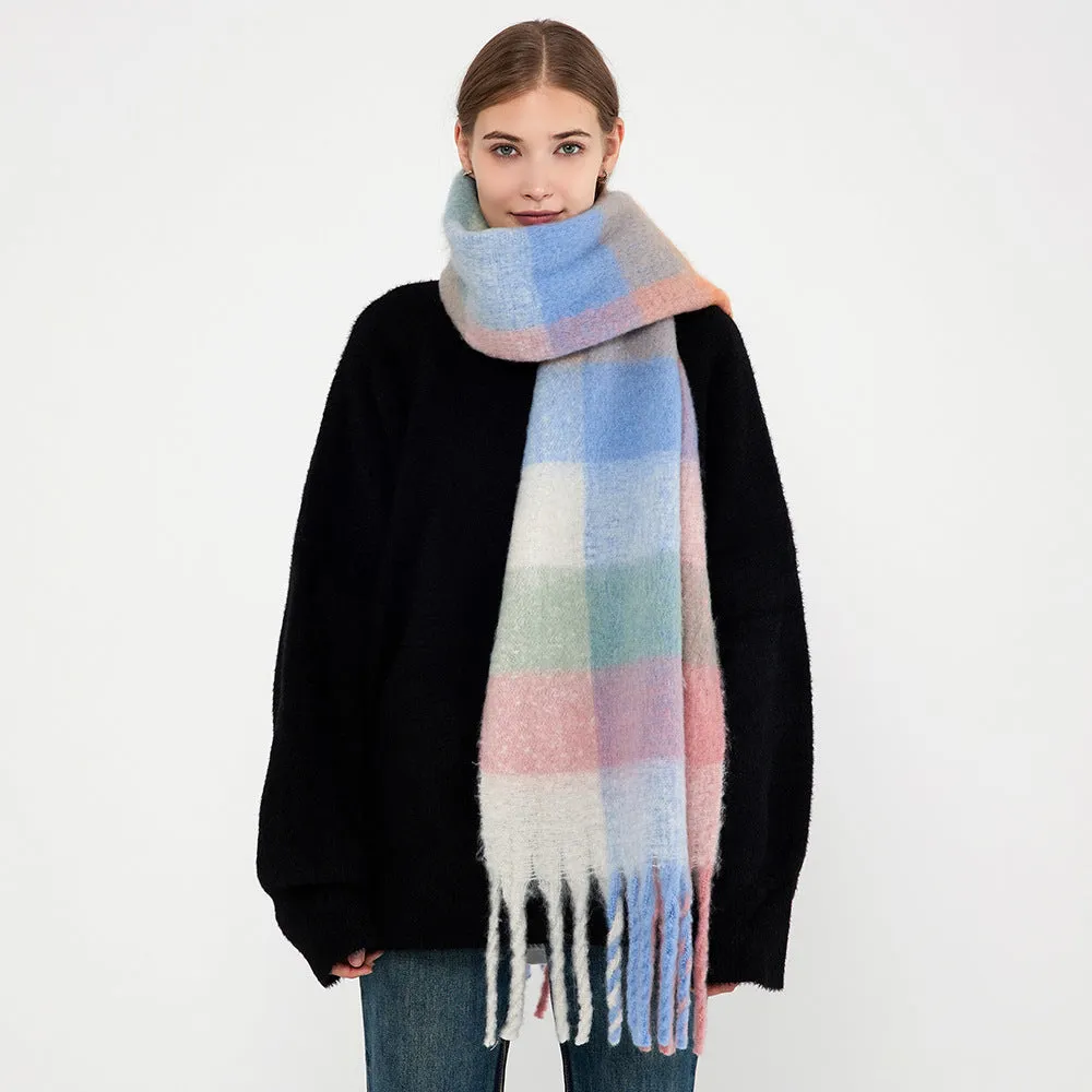 New Plaid Colorful Warm Wool Cashmere Long Scarf Shawl