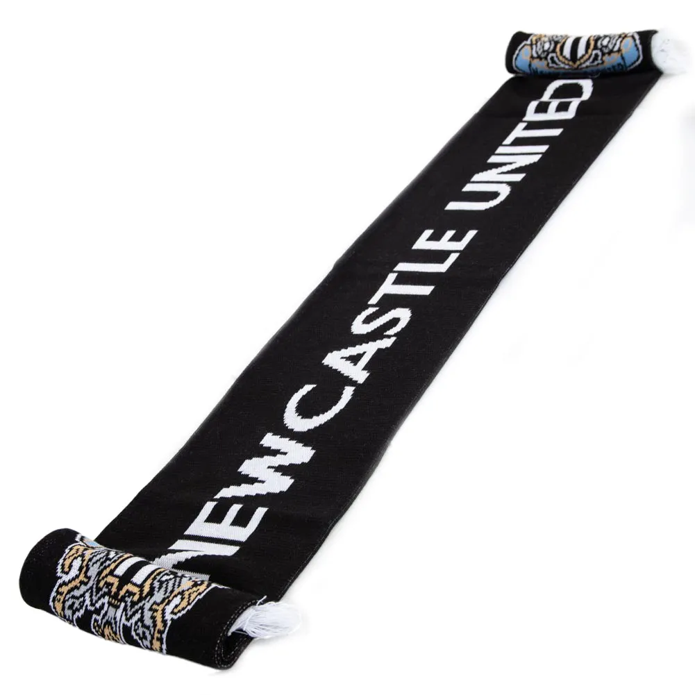 Newcastle United FC Crest Scarf - Reversible Black Knit with Club Crest