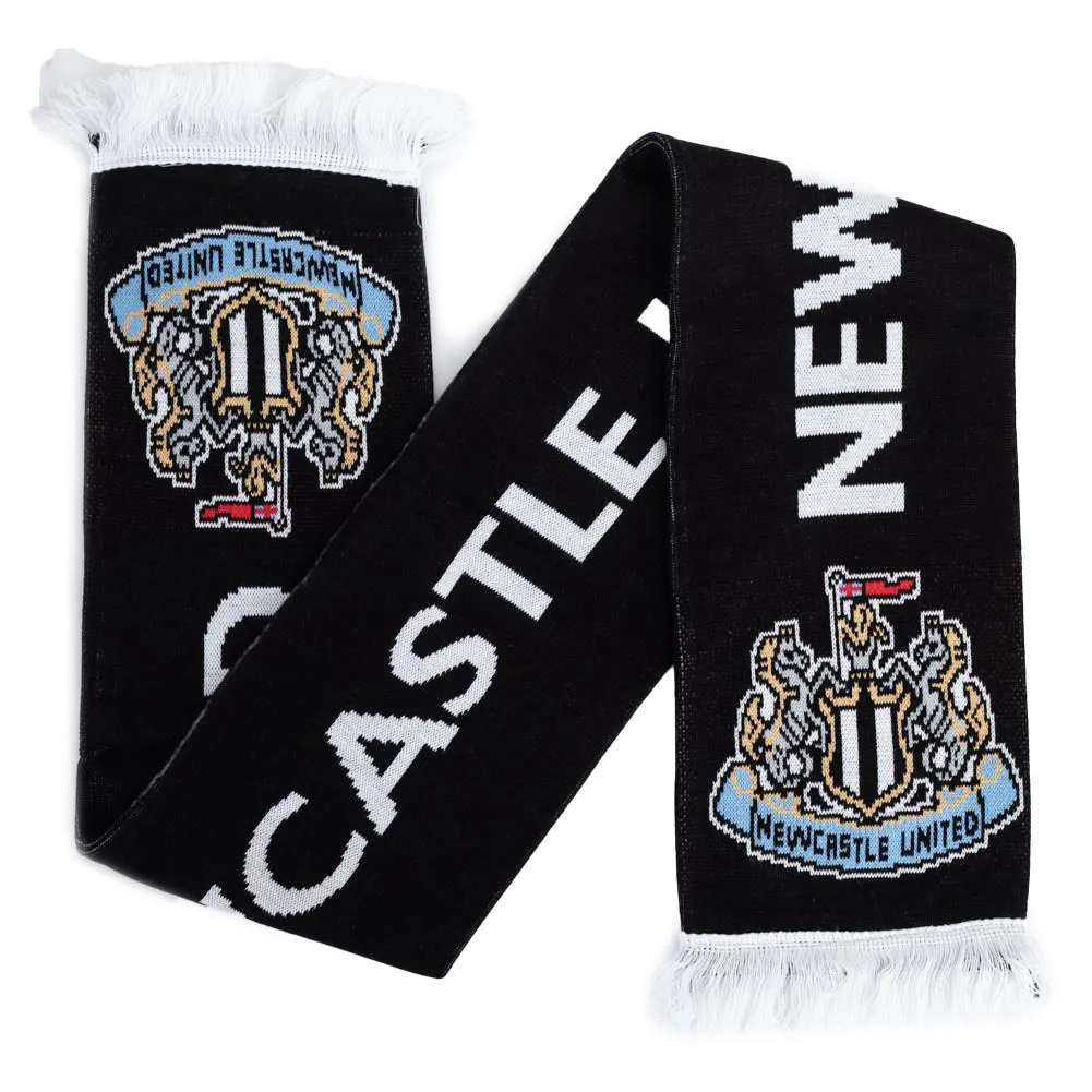 Newcastle United FC Crest Scarf - Reversible Black Knit with Club Crest