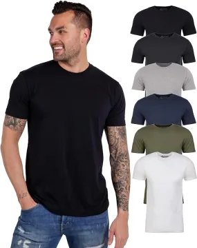 Non-Branded Basic Tee 6-Pack (Black/Charcoal/Grey/Navy/Olive/White)