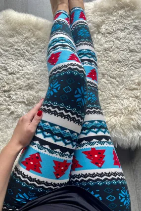 Nordic Fair Isle Print Queen Size Leggings