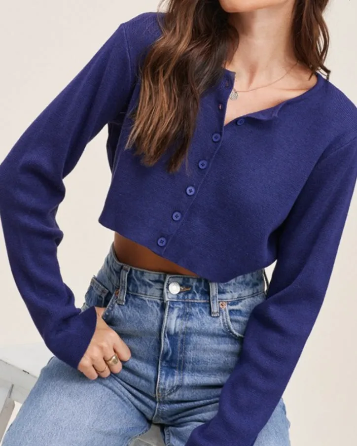 Nova Button Up Cropped Cardigan