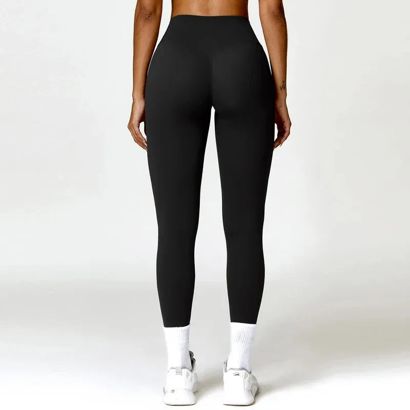 Nude High Waist Female Yoga Leggings - Breathable Running Sports Clothing