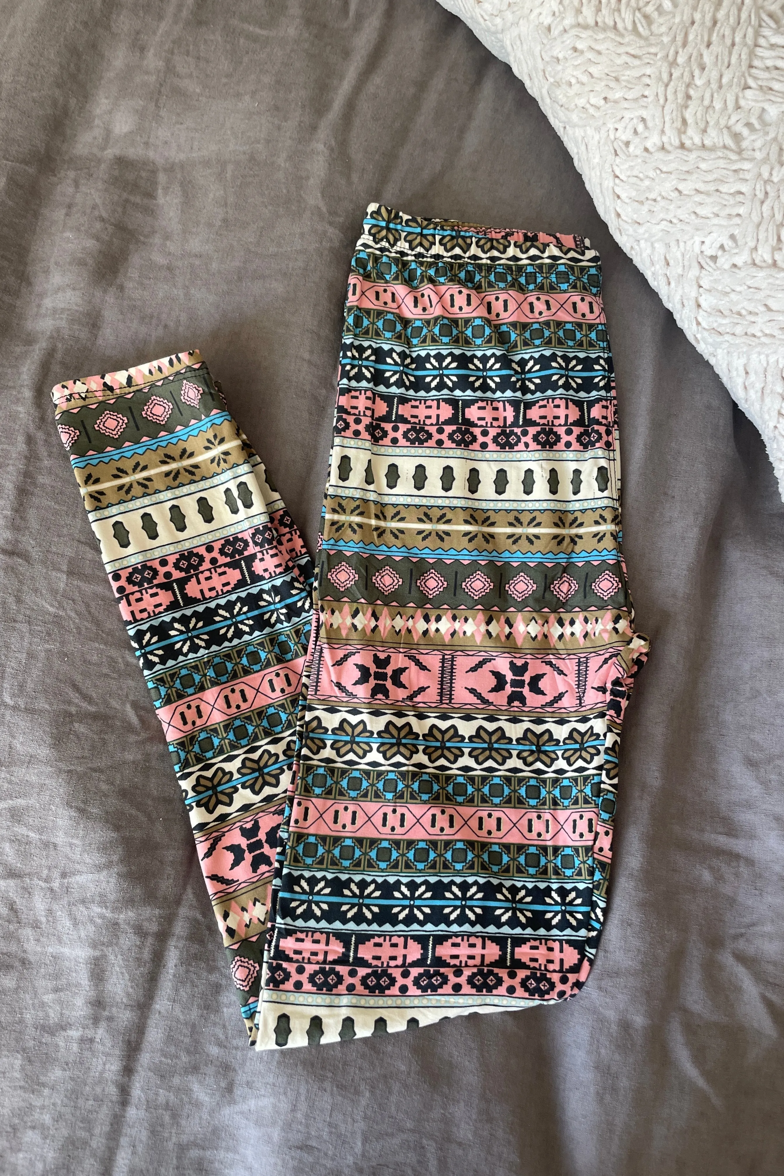 Olive Fair Isle Nordic Print Leggings