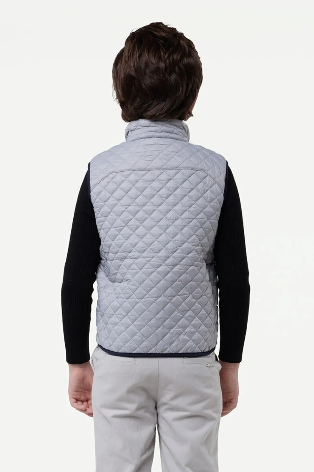 One Friday Kids Boys Half Sleeve Grey Quilted Jacket