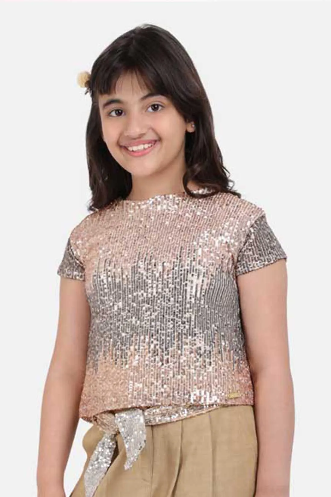 One Friday Kids Girls Beige Top