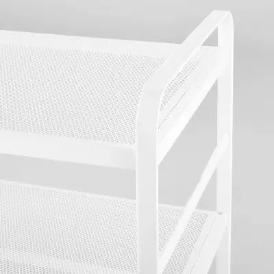 Open Box - 2 Tier Shoe Rack White Metal Mesh - Brightroom