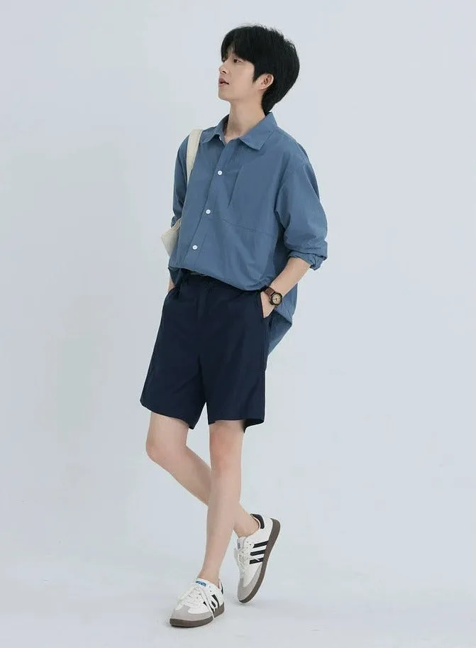 Oversized Button-Down Lightweight Shirt with Slide-In Chest Pocket