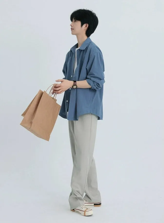 Oversized Button-Down Lightweight Shirt with Slide-In Chest Pocket