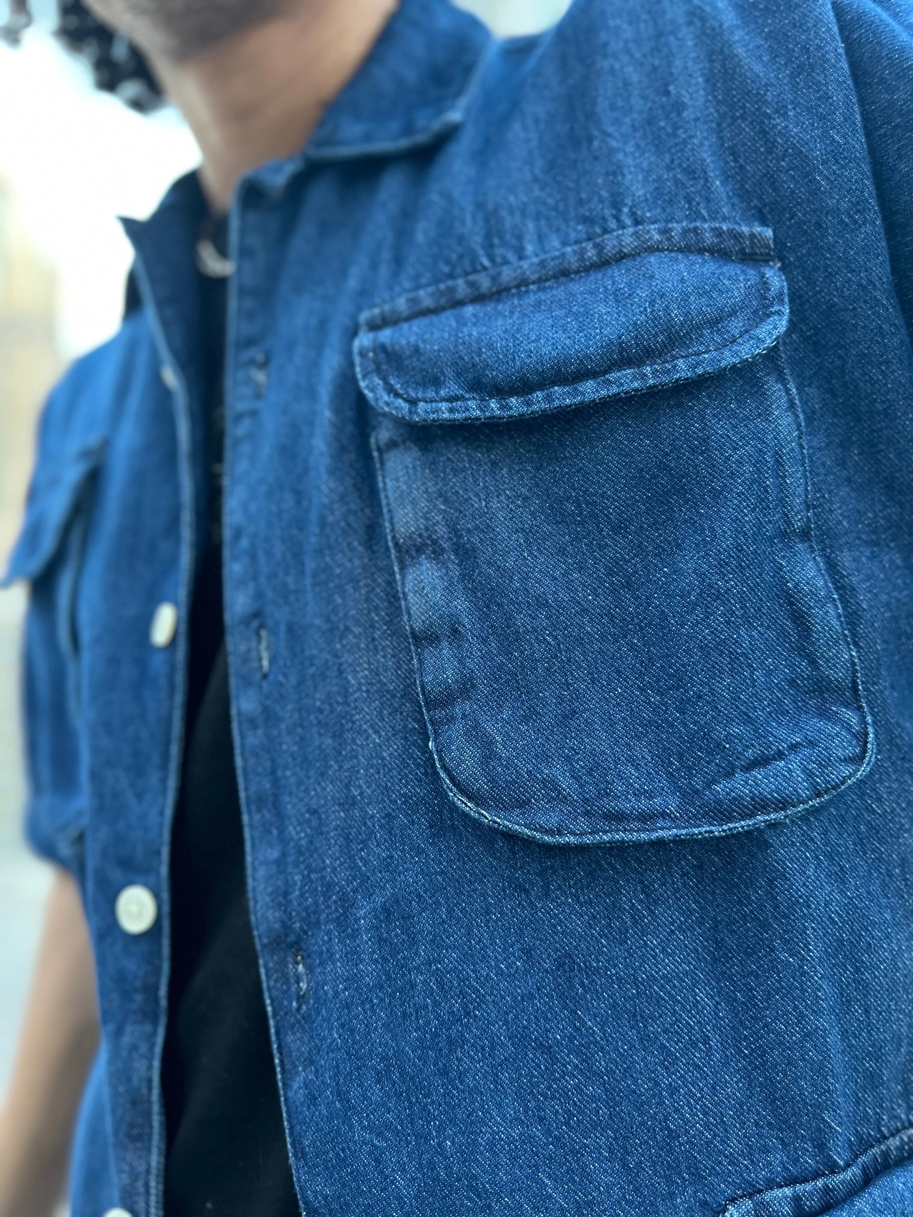 Oversized Dark Blue Denim Boxy Shirt Men | El Denim Vol. 1: Highway | Weave Wardrobe