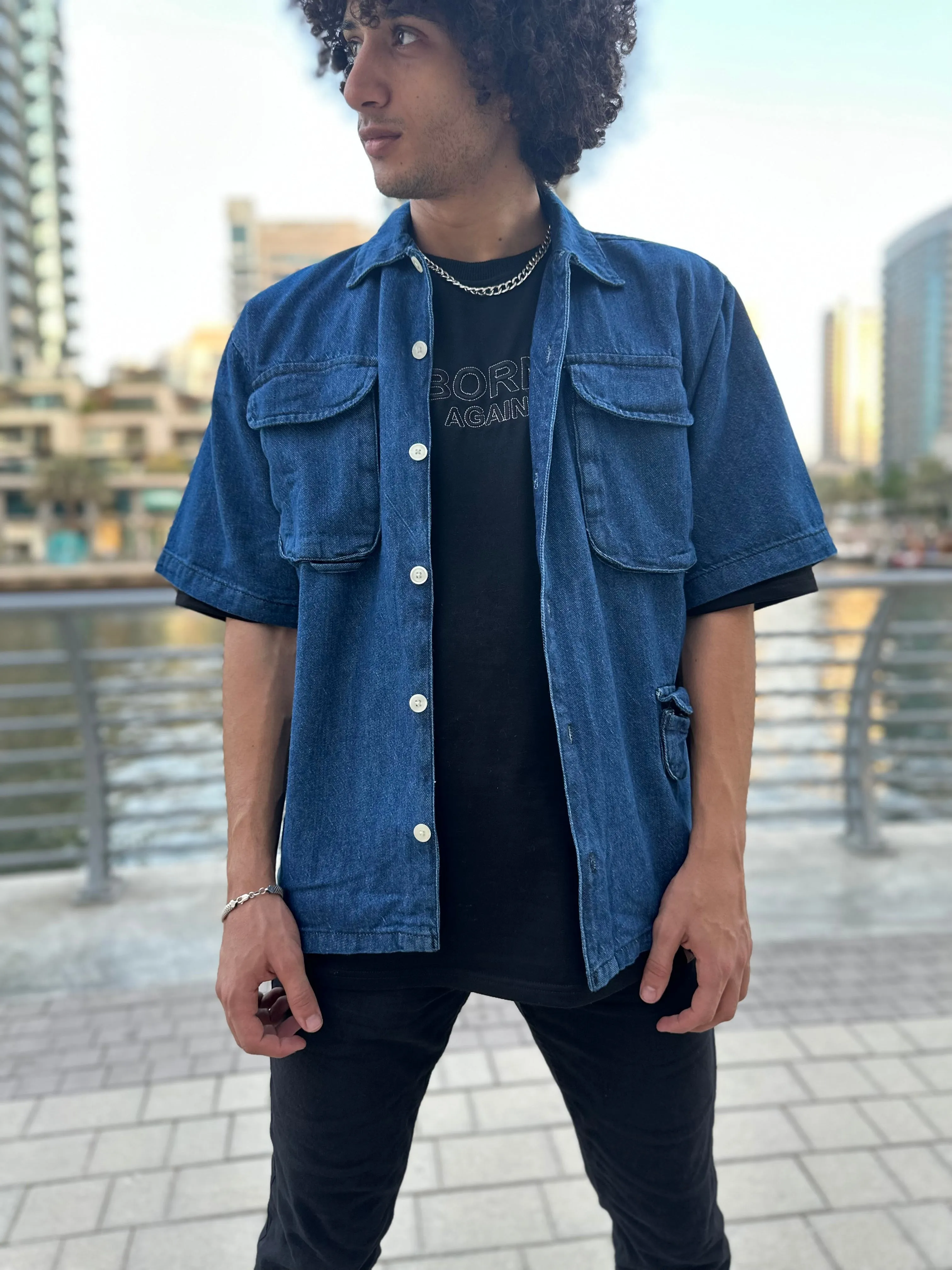 Oversized Dark Blue Denim Boxy Shirt Men | El Denim Vol. 1: Highway | Weave Wardrobe