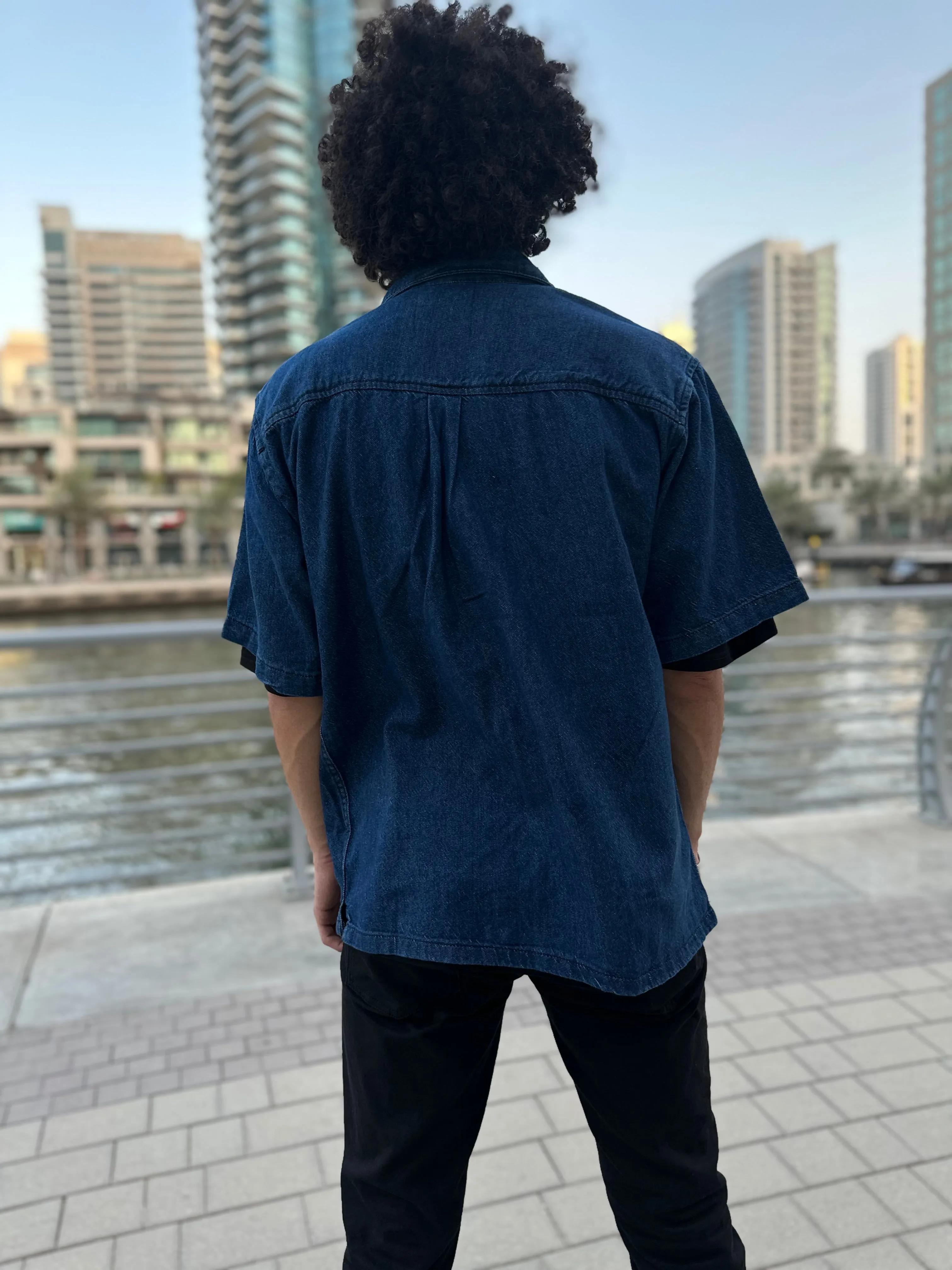 Oversized Dark Blue Denim Boxy Shirt Men | El Denim Vol. 1: Highway | Weave Wardrobe