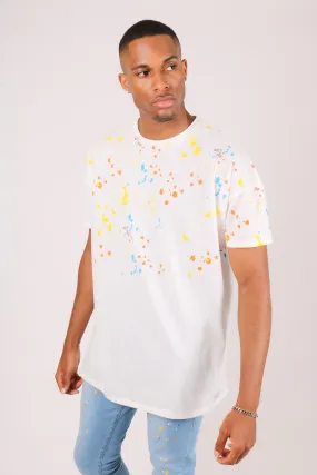 Oversized White Paint Splatter T-Shirt