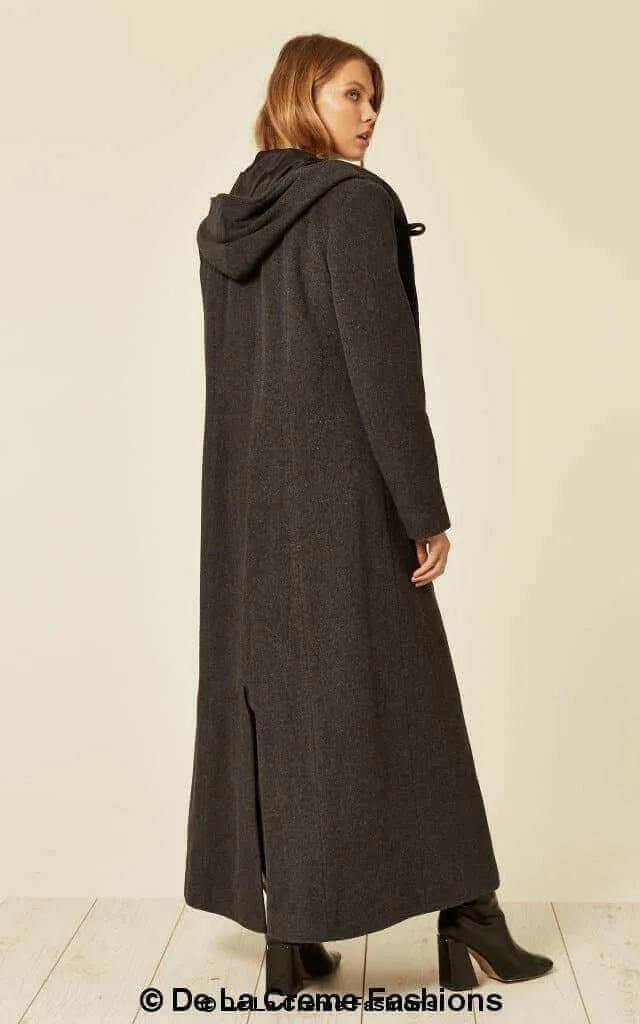 Oversized Wool Blend Hooded Long Coat (1716)