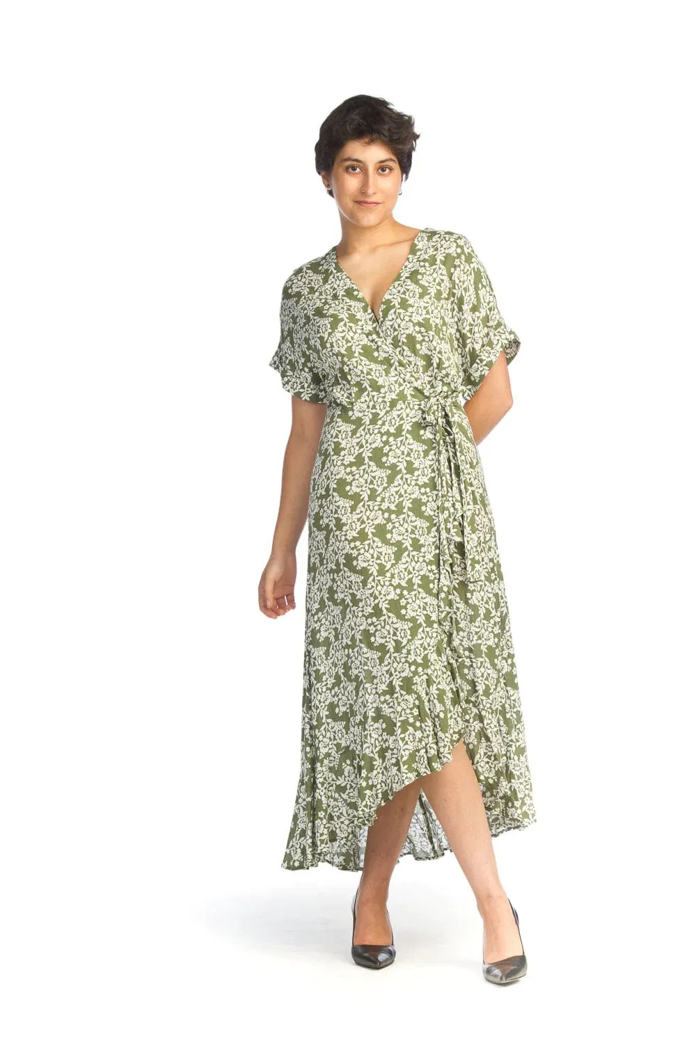 Papillon Floral Crinkle Wrap Dress PD-14557