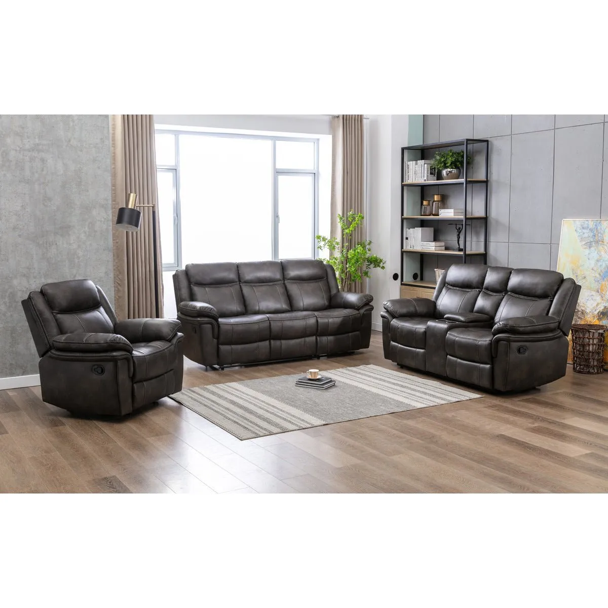 Peabody Grey Reclining Loveseat with Center Console