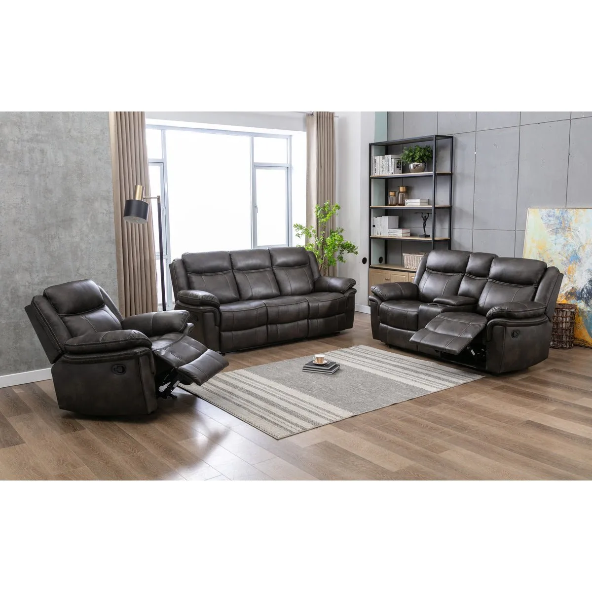 Peabody Grey Reclining Loveseat with Center Console