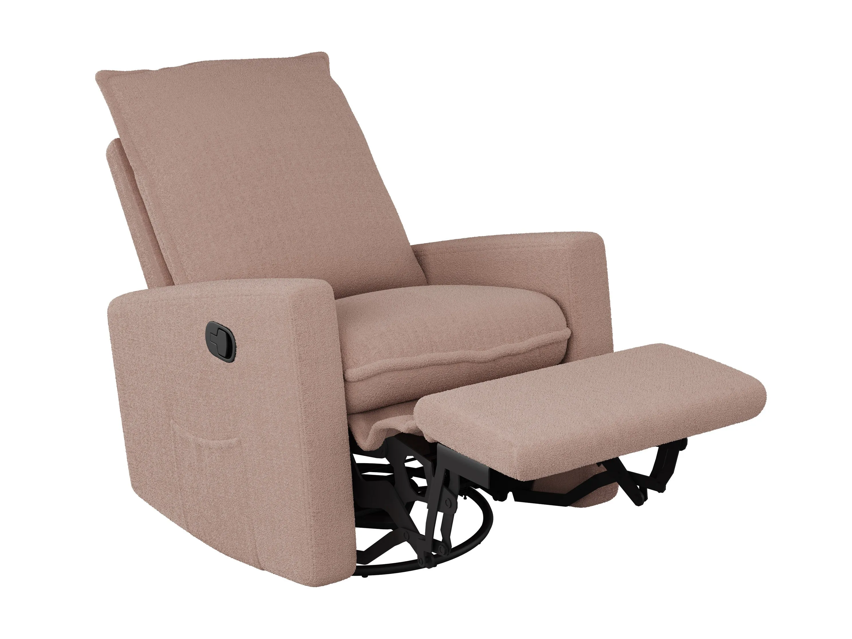 Pink Boucle Glider Recliner Chair