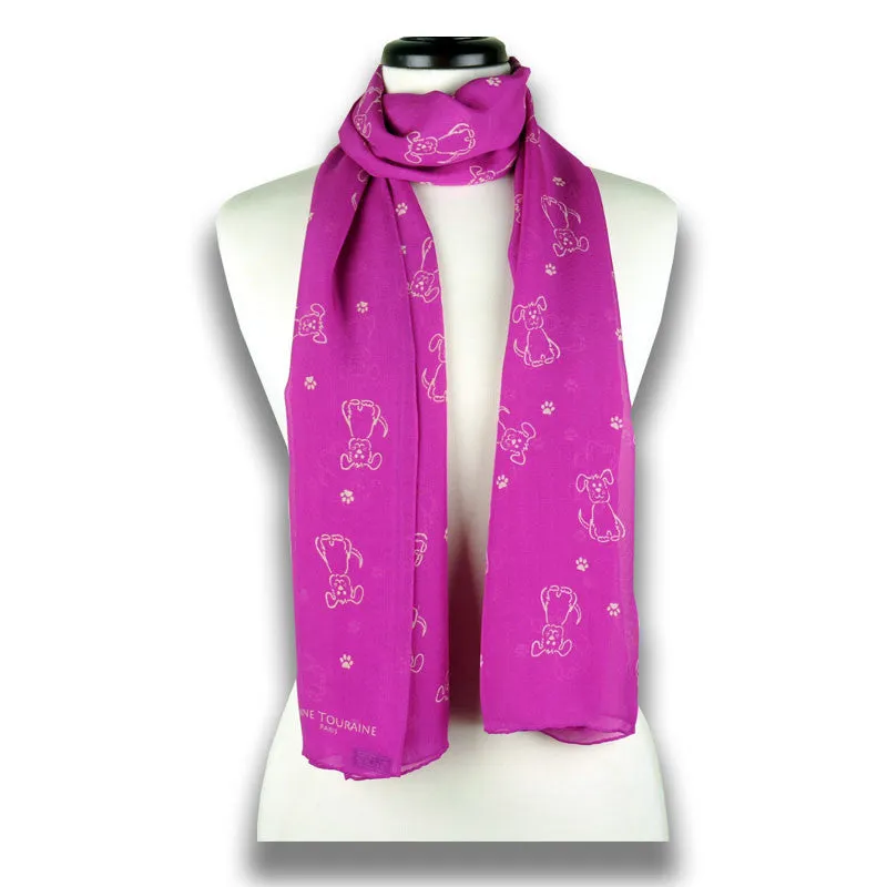 PINK DOG PATTERN SCARF - 67x26"