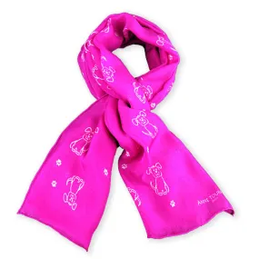 PINK DOG PATTERN SCARF - 67x26"