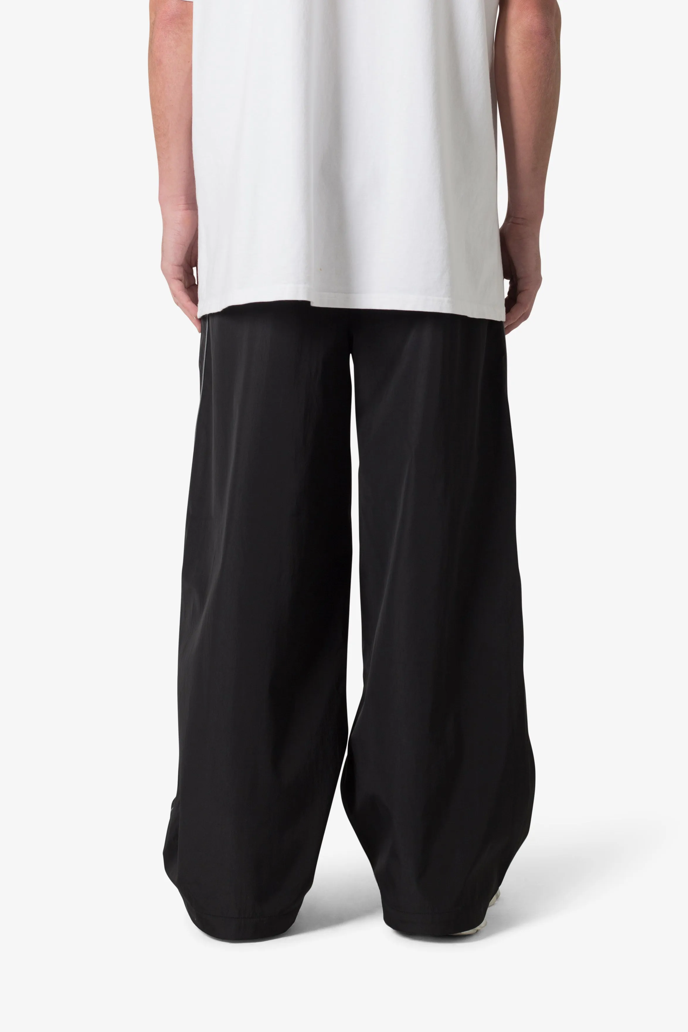 Piped Baggy Track Pants - Black