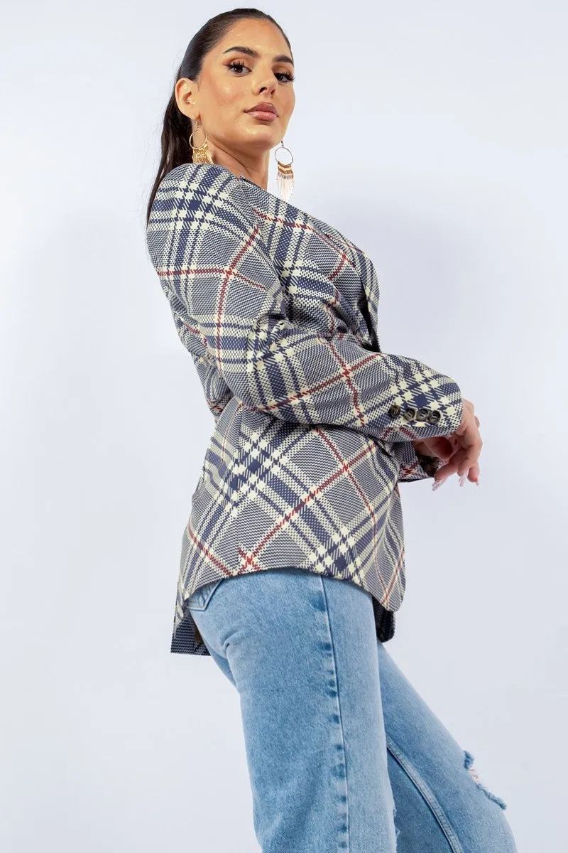 Plaid Oversized Blazer With Belt