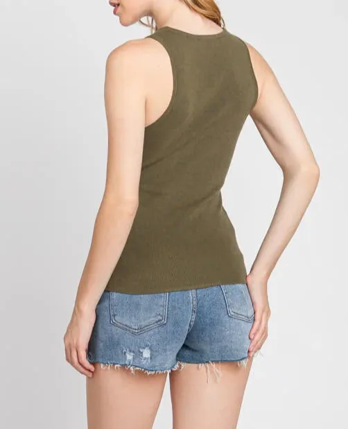 Plain As Day Round Neck Knit Sweater Tank Top (Assorted Colors)