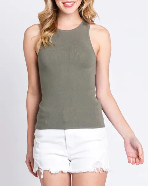 Plain As Day Round Neck Knit Sweater Tank Top (Assorted Colors)