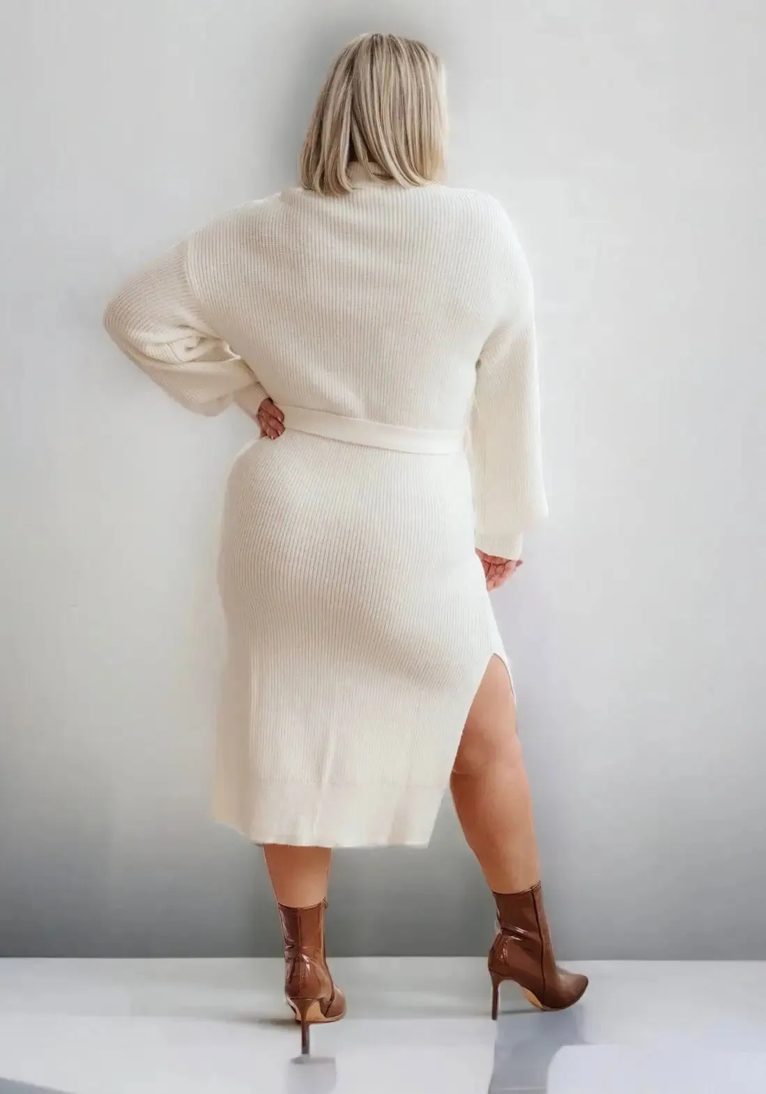 Plus Size Balloon Sleeve Sweater Dress