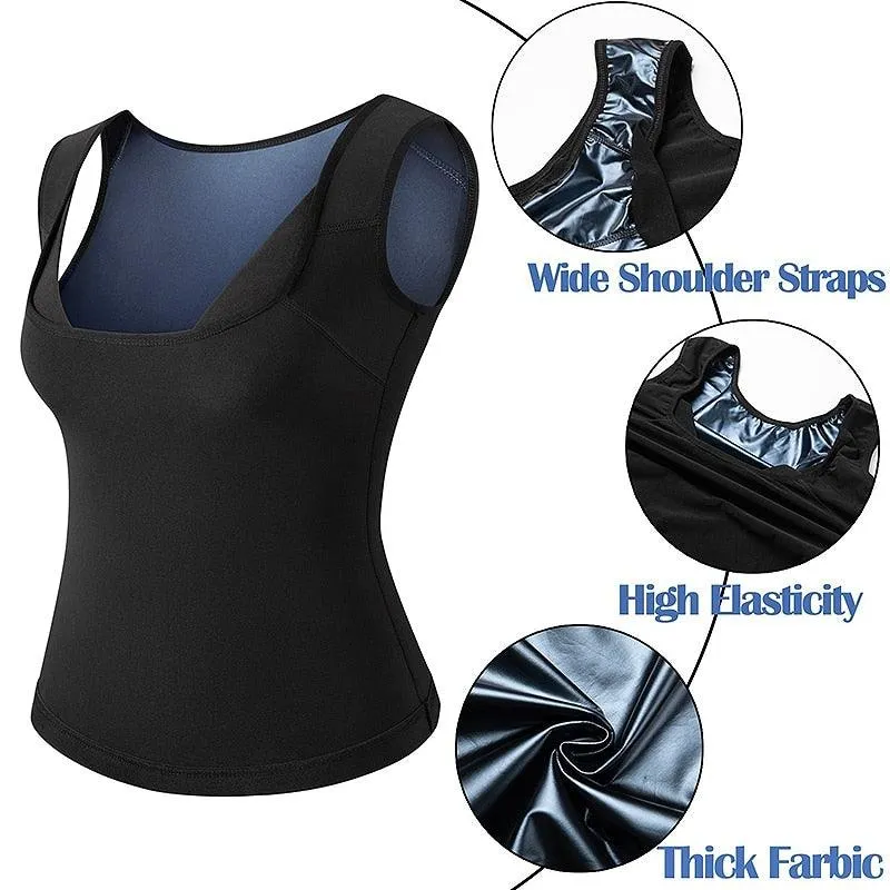 Plus Size Polymer Sauna Sweat Vest for Women Heat Trapping Sweat Sauna Shaper Shirt Workout Weight Loss Tank Top (FH)(FHW1)(1U31)(1U24)