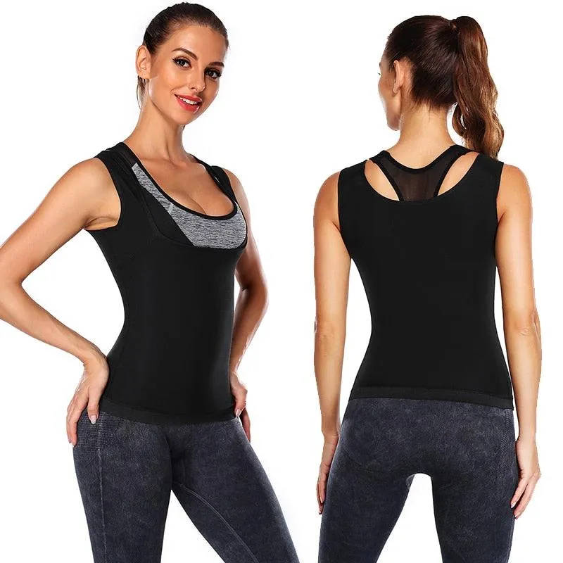 Plus Size Polymer Sauna Sweat Vest for Women Heat Trapping Sweat Sauna Shaper Shirt Workout Weight Loss Tank Top (FH)(FHW1)(1U31)(1U24)