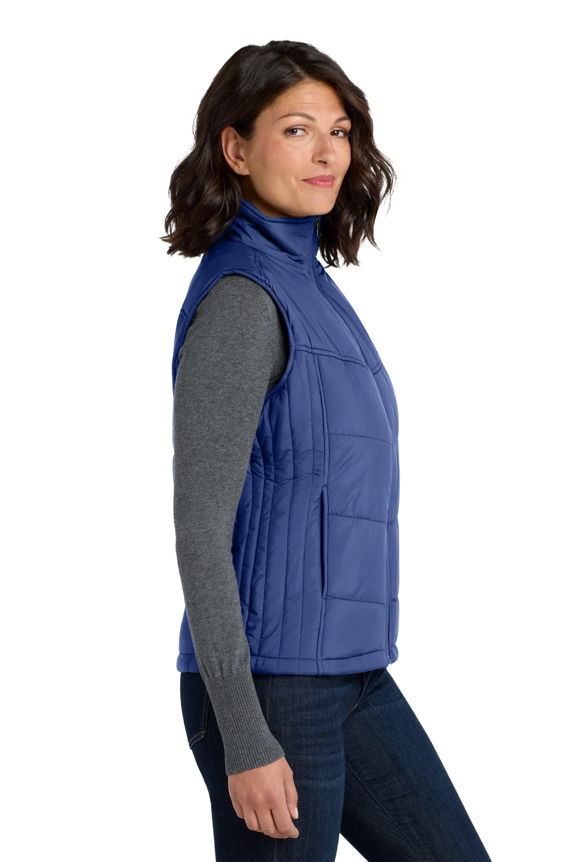 Port Authority® Women's Puffy Vest - Mediterranean Blue/ Black