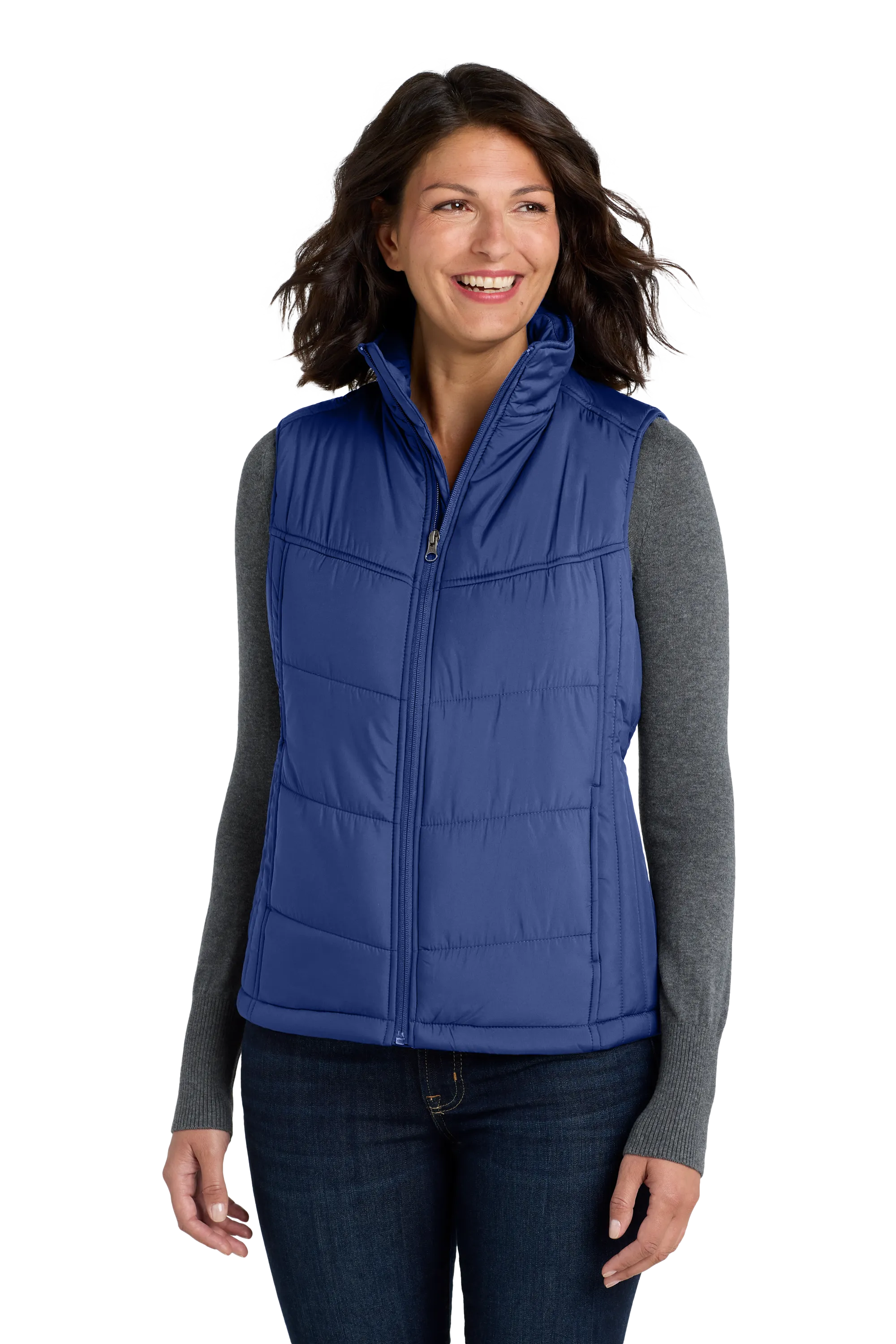 Port Authority® Women's Puffy Vest - Mediterranean Blue/ Black