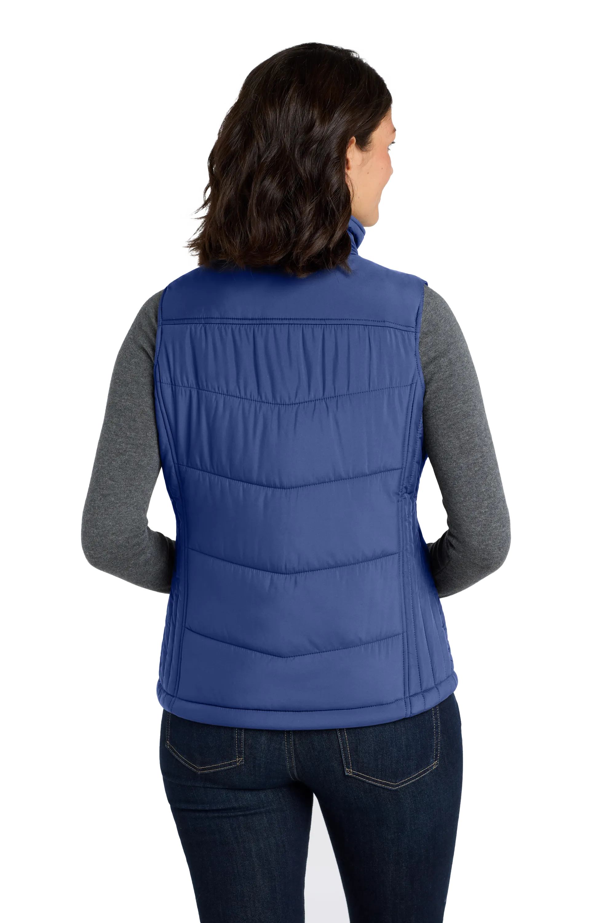 Port Authority® Women's Puffy Vest - Mediterranean Blue/ Black