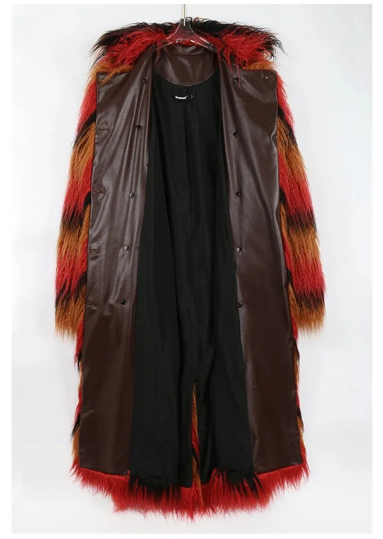 Pre Order:  Faux Fur Oversized Coat with Leather Belt