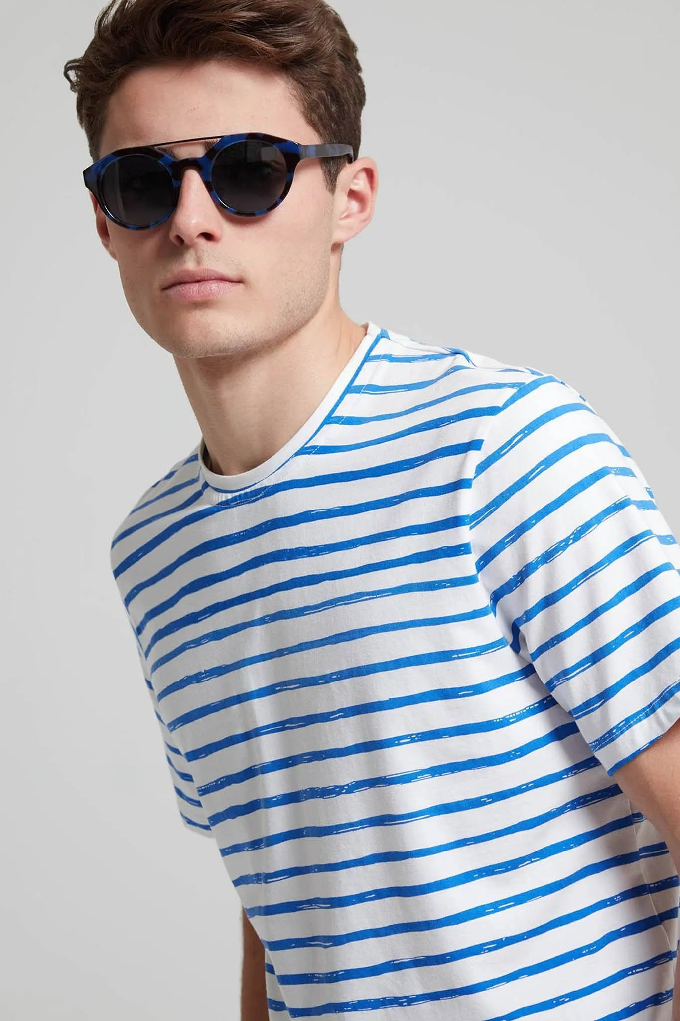 Printed Stripe Cotton Jersey T-Shirt