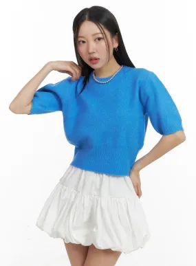 Puff Sleeve Crop Sweater OM428