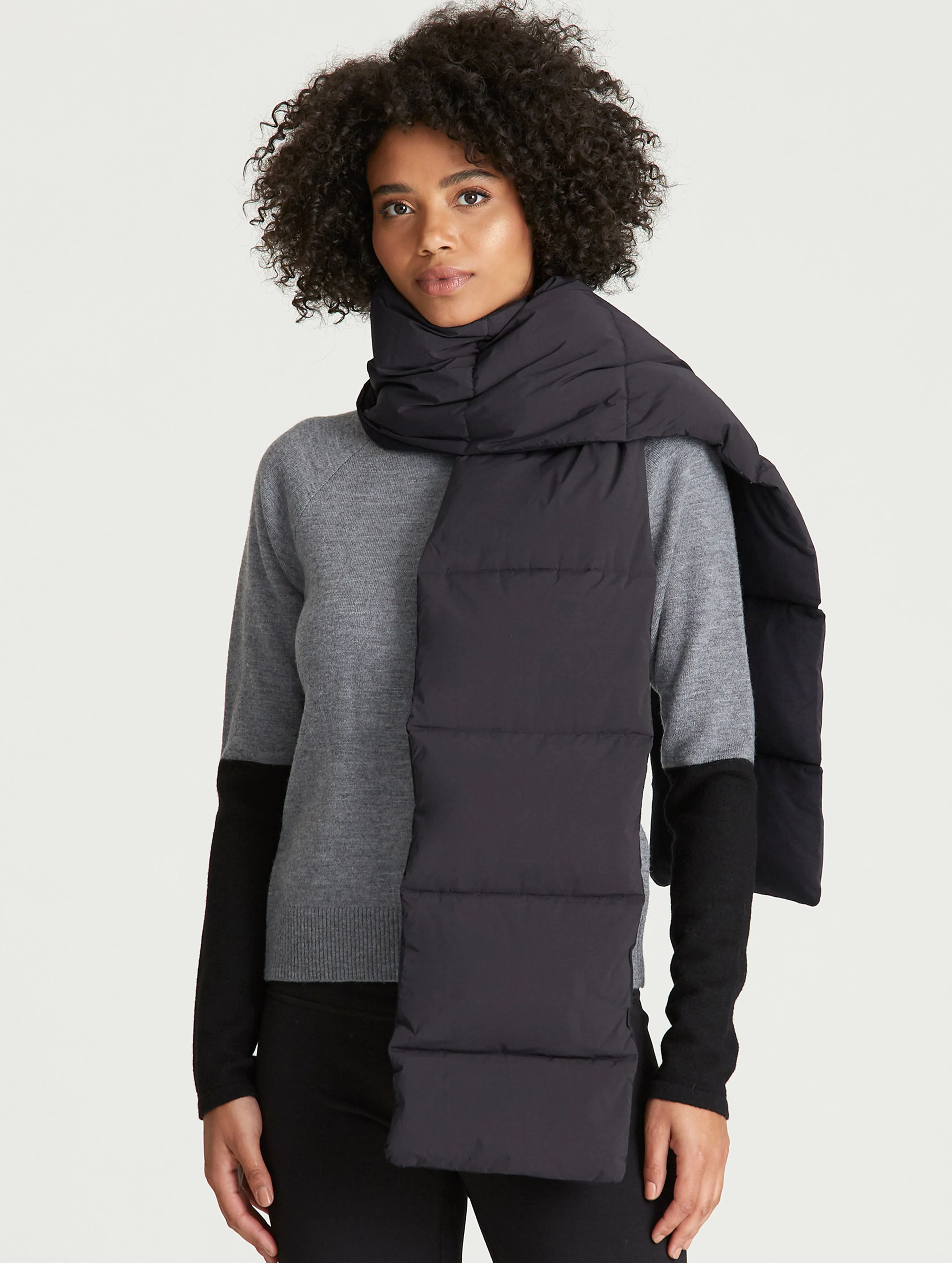 Quilted Down Scarf - Onyx Black