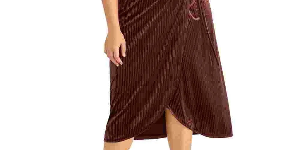 Rachel Roy Women's Velvet Short Sleeve Dress Wine Size 1X