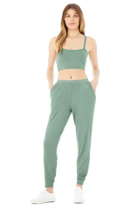 Ribbed Crop Whisper Bra Tank & High-Waist Ribbed Whisper Pant Set