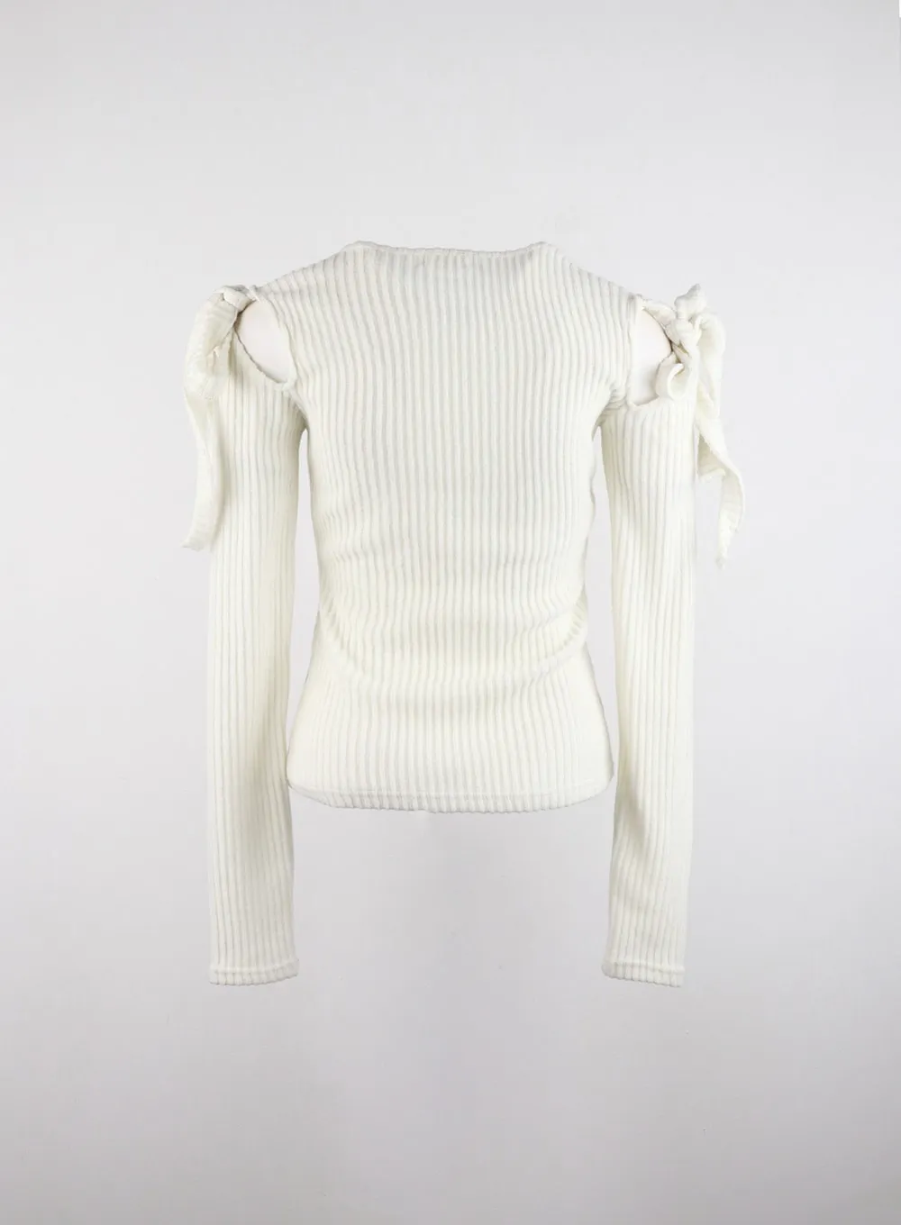 Ribbon Cut Out Shoulder Sweater ID315