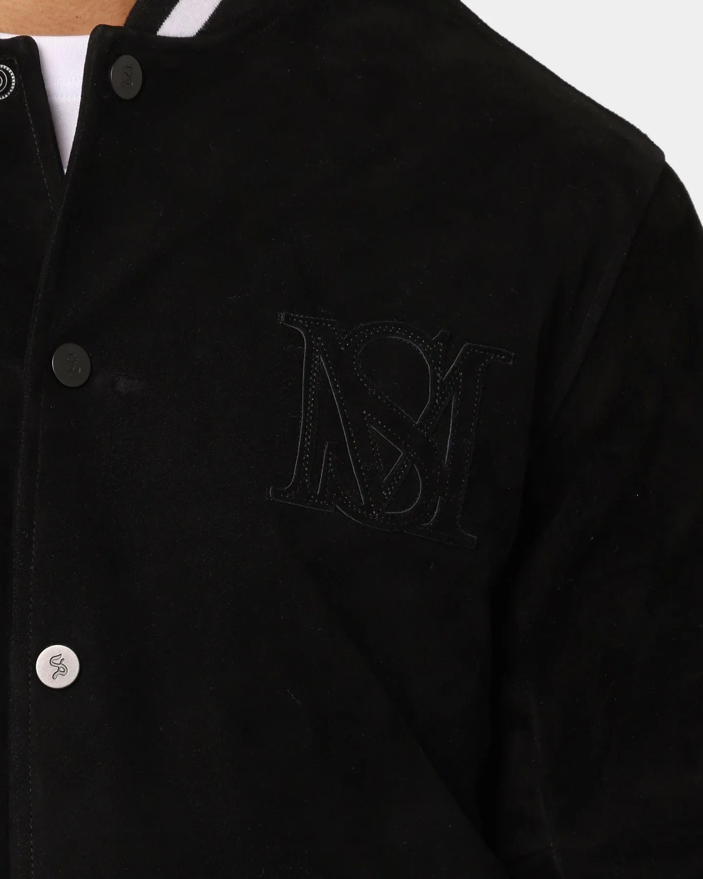 Saint Morta Co-Ed Suede Varsity Jacket Black/White