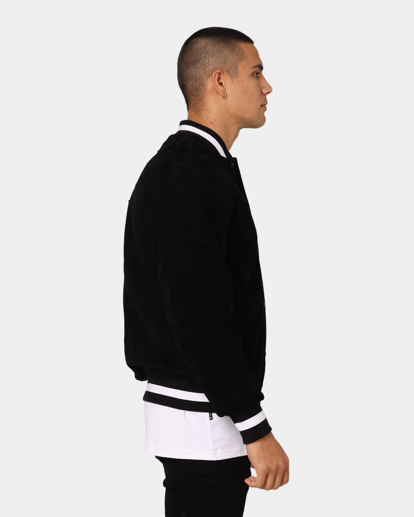 Saint Morta Co-Ed Suede Varsity Jacket Black/White