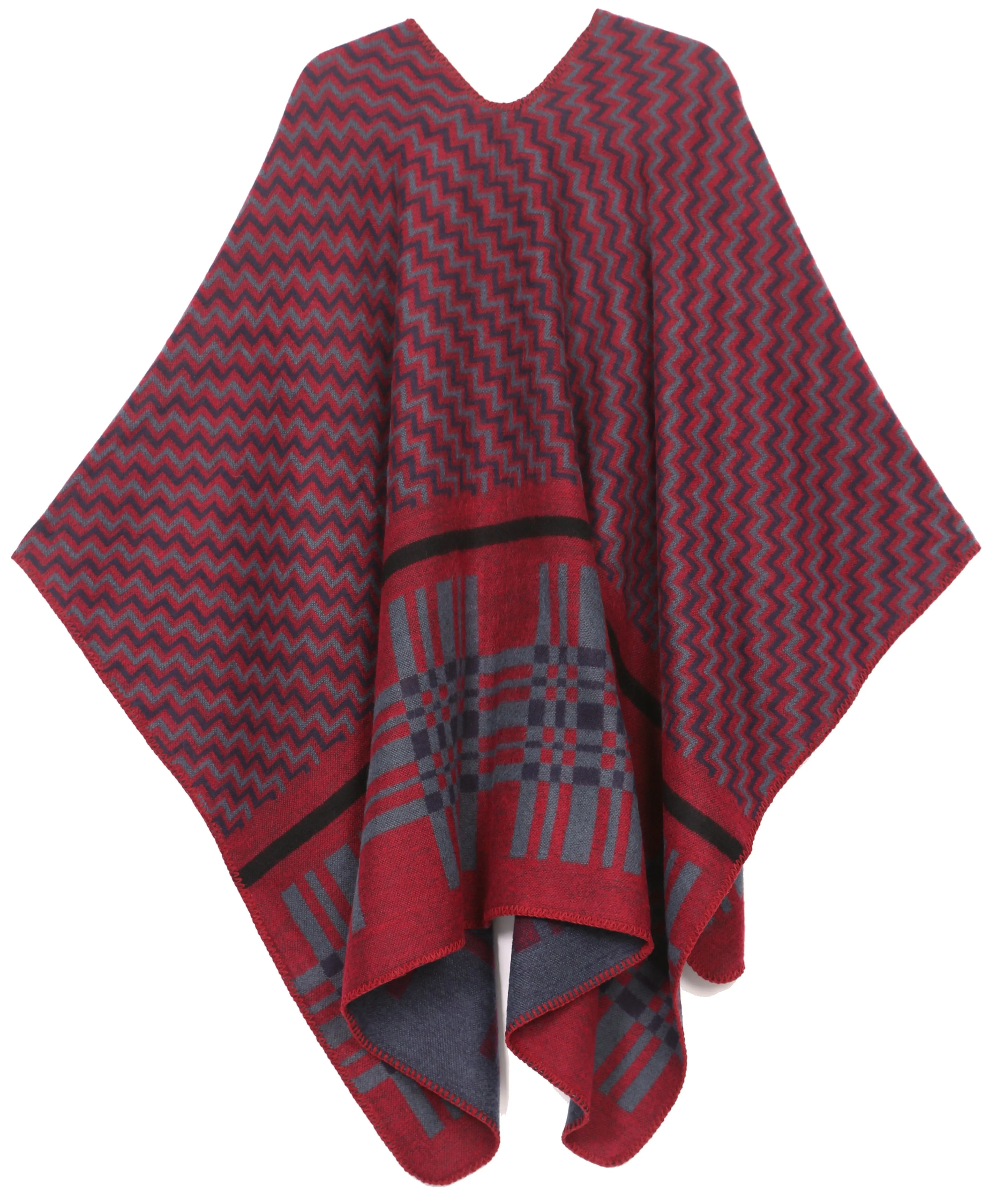 Sakkas Lupe Womens Reversible Poncho Wrap Cape Shawl Sweater Coat Cardigan Pattern