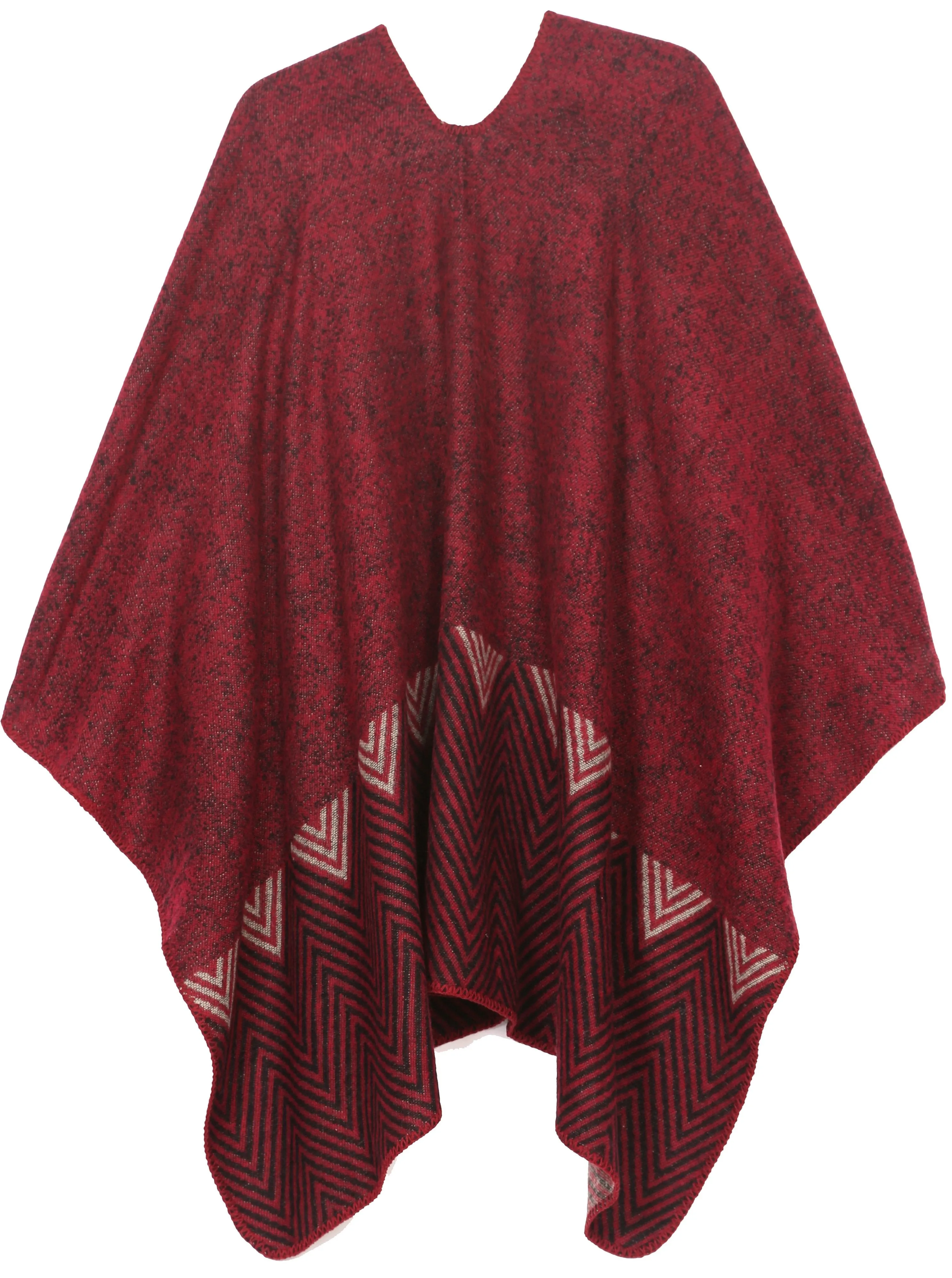 Sakkas Lupe Womens Reversible Poncho Wrap Cape Shawl Sweater Coat Cardigan Pattern