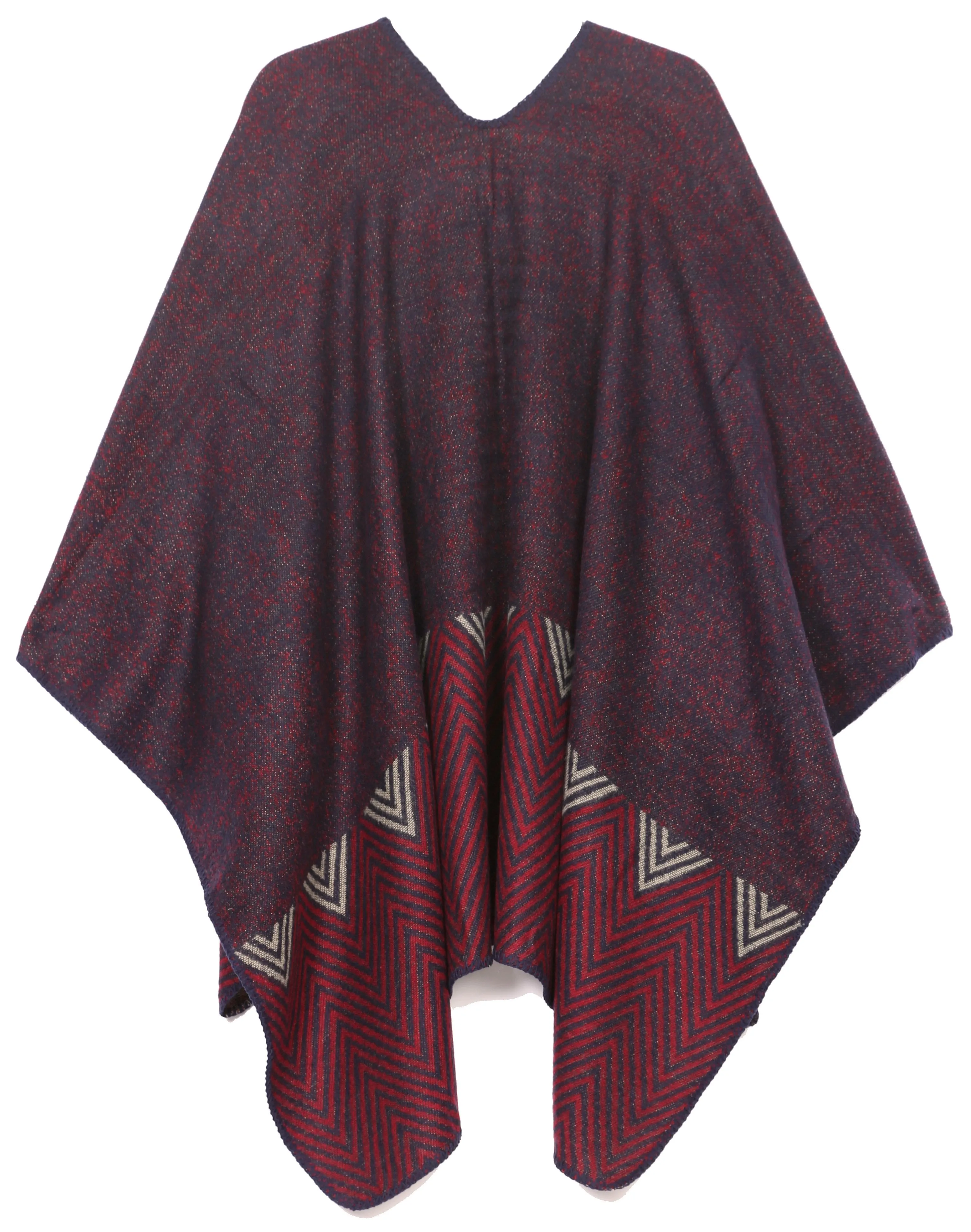 Sakkas Lupe Womens Reversible Poncho Wrap Cape Shawl Sweater Coat Cardigan Pattern