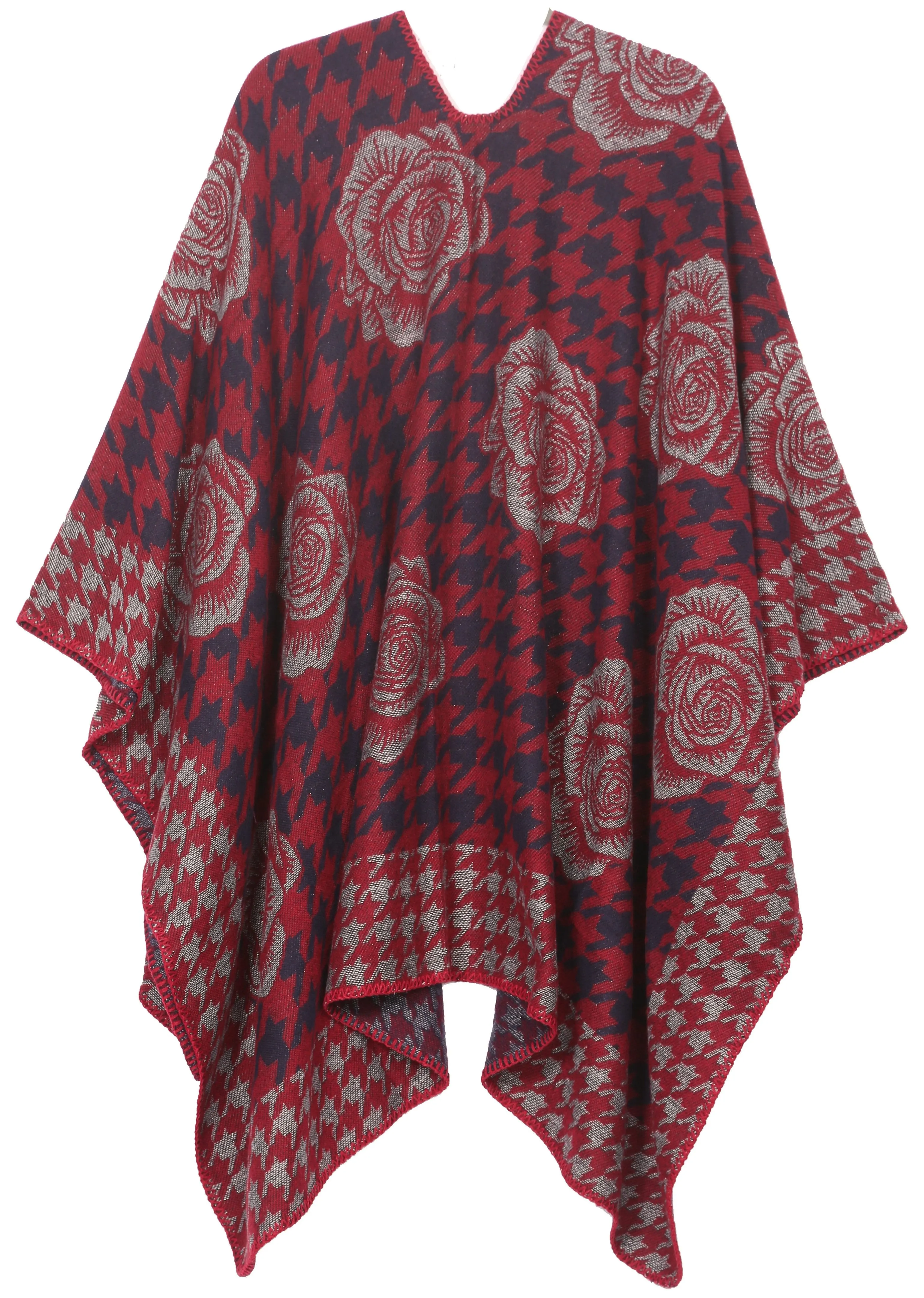 Sakkas Lupe Womens Reversible Poncho Wrap Cape Shawl Sweater Coat Cardigan Pattern